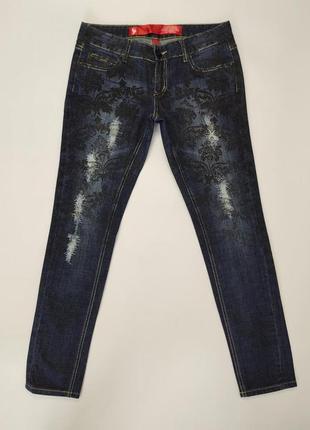 Женские стильные джинсы с принтом yes miss, имлия, р.m/l1 фото