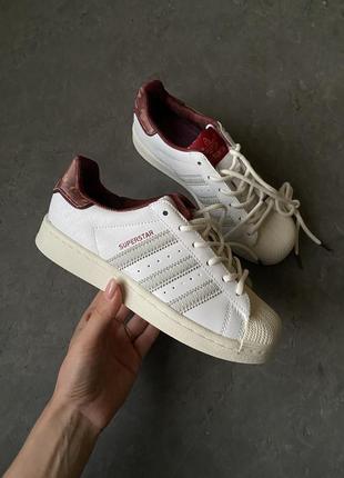 Adidas superstar white red, кроссовки женские адедас, кроссовки адедас жэнские демисезонное1 фото