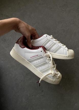 Adidas superstar white red, кроссовки женские адедас, кроссовки адедас жэнские демисезонное5 фото