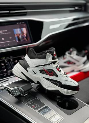 ❄️зимние мужские кроссовки nike m2k tekno mid white black red fur ❄️