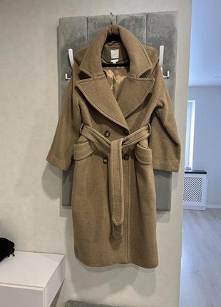 Шерстяне пальто бежеве коричневе капучино осіннє зимове тепле h&m zara xs s m