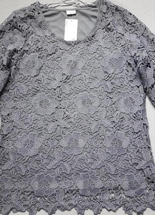 Незрівнянна мереживна кофточка рукав 3/4 на підкладці великого розміру damart