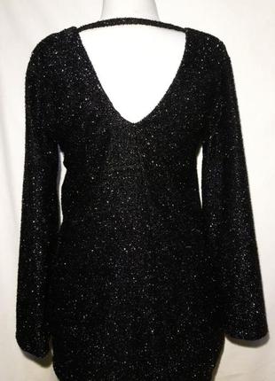 Женское вечернее, нарядное, черное блестящее новогоднее платье. травка размер3 фото