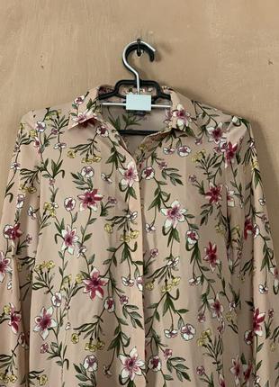 Блуза цветочный принт на длинный рукав размер s4 фото