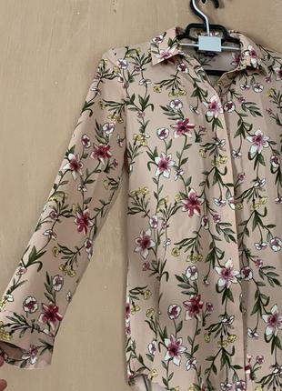 Блуза цветочный принт на длинный рукав размер s2 фото