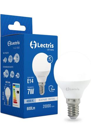 Світлодіодна лампа lectris g45  7w 4000k 220v e14 1-lc-1202