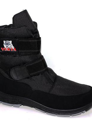 Чоловічі зимові чорні черевики дуті,дутики на липучках,з хутром на зиму,чоловіче взуття зима6 фото