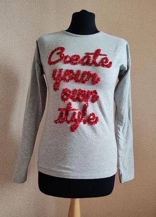 Кофтинка трикотажна з пайетками лонгслів jette