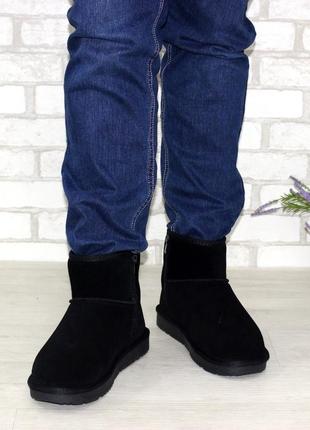 Стильні чорні зимові чоловічі уггі,угги,чоботи короткі з хутром,замшеві/натуральна замша,зима9 фото