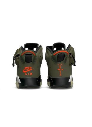 Новинка модни чоловічі кросівки nike air jordan retro 6 x travis scott ‘olive  (топови )9 фото