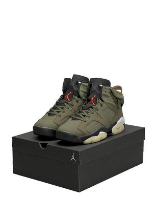 Новинка модни чоловічі кросівки nike air jordan retro 6 x travis scott ‘olive  (топови )2 фото