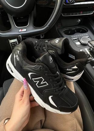 Зимние женские кроссовки new balance 530 fleece termo black white3 фото