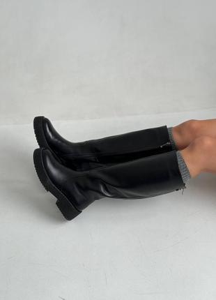 Кожаные сапоги с молнией регулирующей полноту икры \ женская зимняя обувь3 фото