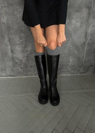 Кожаные сапоги с молнией регулирующей полноту икры \ женская зимняя обувь7 фото