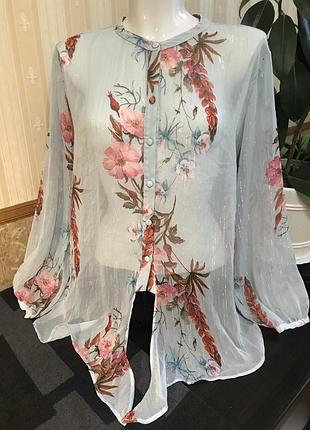 Тонкая полупрозрачная блузка в цветах l замеры на фото