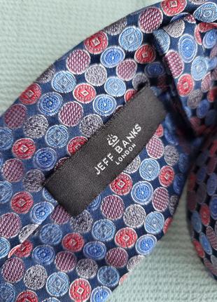Шелковый мужской брендовый синий галстук в горох jeff banks4 фото