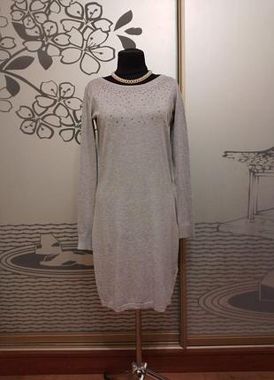Брендовое трикотажное вискозное платье миди