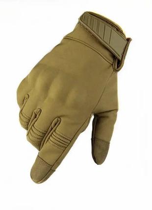 Зимові рукавиці з кісточками soft shell койот3 фото