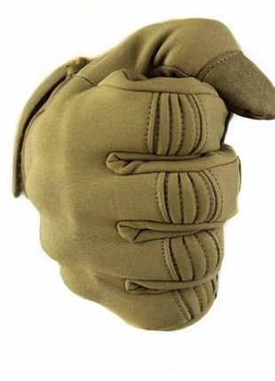 Зимові рукавиці з кісточками soft shell койот4 фото
