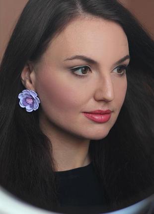 Бузкові сережки з квітами ручної роботи