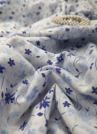 Нічна сорочка люкс сукня для дому сну міді у квіточку блакитна біла пишна бавовна s m l xl3 фото
