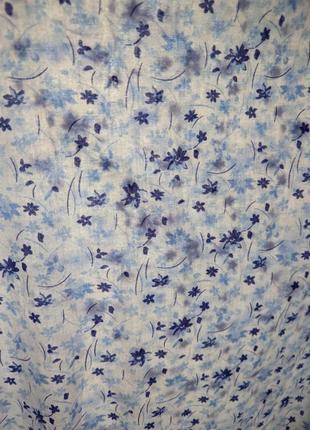 Нічна сорочка люкс сукня для дому сну міді у квіточку блакитна біла пишна бавовна s m l xl7 фото