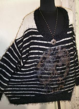 Стильний светр-травка з подовженою спинкою,черепом з паєток,великого розміру,uldahl