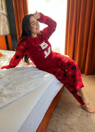 Do2194 червона піжама для жінок фліс махра3 фото