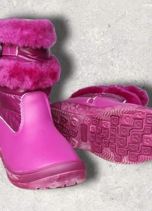 Красивые евро зимние сапожки, ботинки для девочки малиновые с опушкой6 фото
