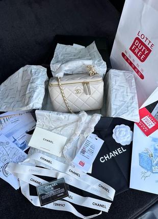 Сумка premium cha***  classic beige lambskin pearl crush vanity bag