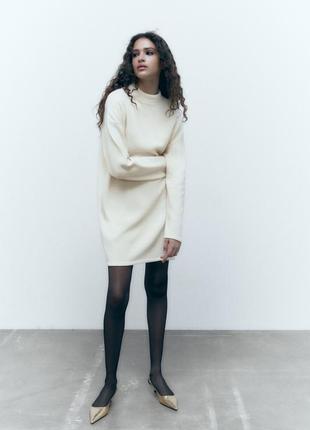 Короткое платье туника из мягкой ткани zara - m, l