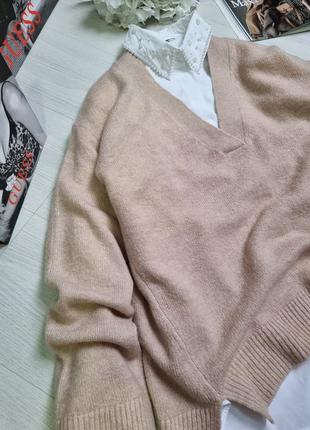 Пуловер оверсайз с вкраплениями шерсти h&amp;m6 фото