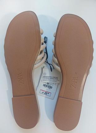 Шлепанцы zara в бежевом цвете