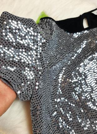 Комплект серебристый праздничный блузка и юбочка-плиссе4 фото