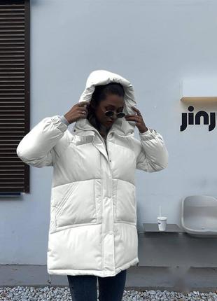 Куртка пальто женское теплое на синтепоне 250 зимнее на морозы ❄️ стильное и трендовое оверсайз модель7 фото