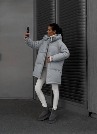 Куртка пальто женское теплое на синтепоне 250 зимнее на морозы ❄️ стильное и трендовое оверсайз модель4 фото
