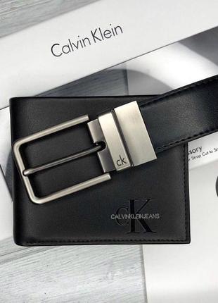 Ремінь та портмоне calvin klein подарунковий набір чорний гаманець на подарунок чоловічий2 фото