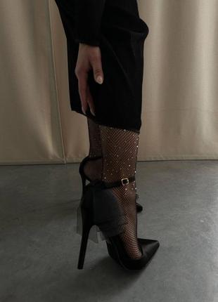 Праздничные женские черные туфли бантики, лодочки,туфельки нарядные для праздников,на каблуке,женская обувь4 фото
