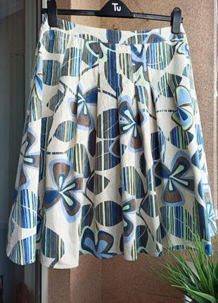 Красивая юбка-миди из плотной фактурной натуральной ткани4 фото