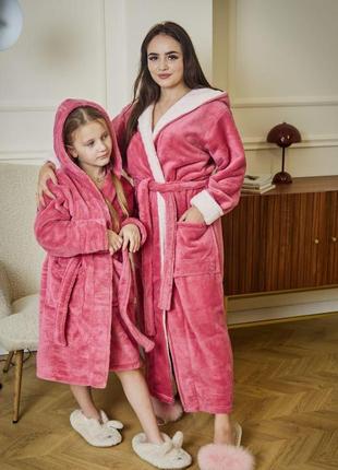 Халат детский теплый для девочки с капюшоном. плюшевые халаты для детей и подростков.