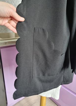 Черный столовый женский кардиган удлиненный пиджак жакет блейзер с длинным рукавом карманами м shein4 фото