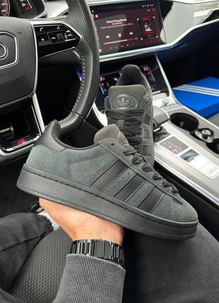 Чоловічі темно-сірі замшеві кросівки в стилі adidas campus 🆕 замшеві кеди адідіас