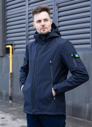 Демисезонная куртка от бренда pobedov motive темно-синяя1 фото