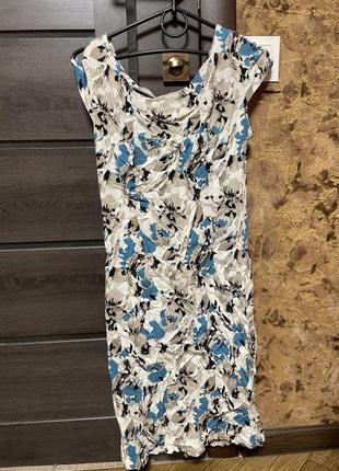 Сукня літня легка натуральний матеріал льон з розрізом знизу