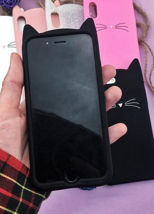 Чохол силіконовий котик чорний для iphone (айфон) 7/8/x/xs/xs max/se 20203 фото