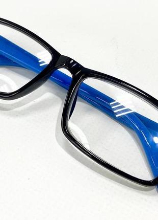 Очки корректирующие для зрения прямоугольные в пластиковой оправе, черно-синие3 фото