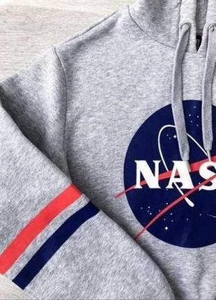 Укороченное утепленное худи nasa от h&amp;m!!️3 фото