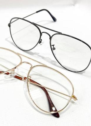 Коригуючі окуляри фотохроми авіатори в металевій оправі, золото3 фото