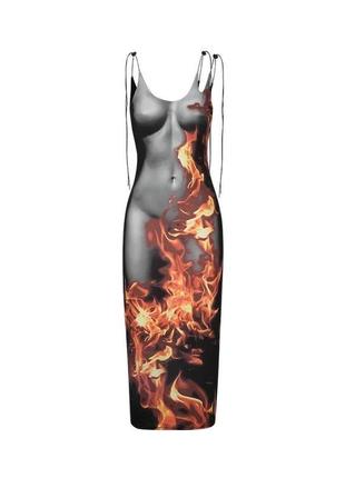 Платье силуэт женского тела,длинное,макси с огнём7 фото