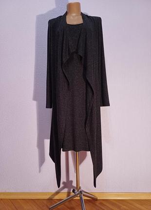 Шикарное теплое платье с имитацией кардиган3 фото